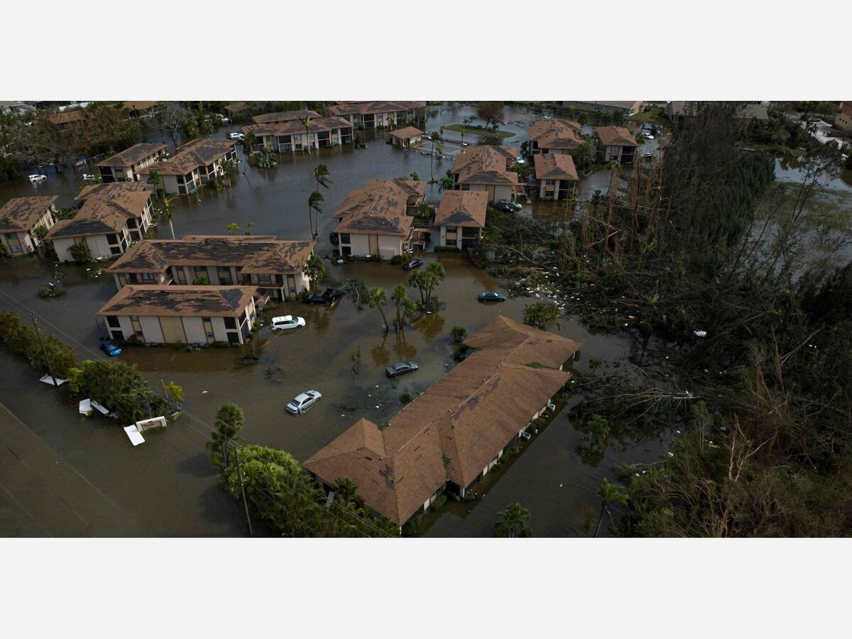 A flooded neighborhood Thursday in the aftermath of Hurricane Ian in Fort Myers, Fla. 